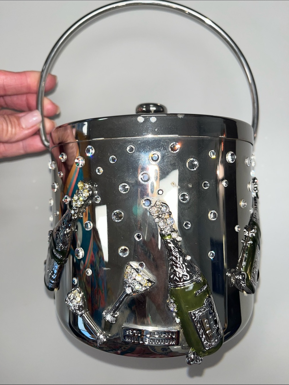 St. John Millennium Collectors Y2K Silver Toned Jeweled Champagne Bucket
